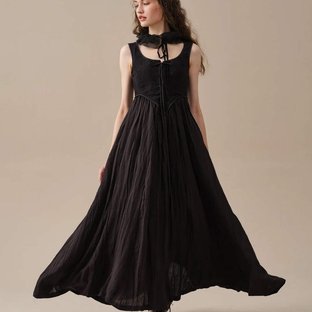 Linennaive black corset dress size large